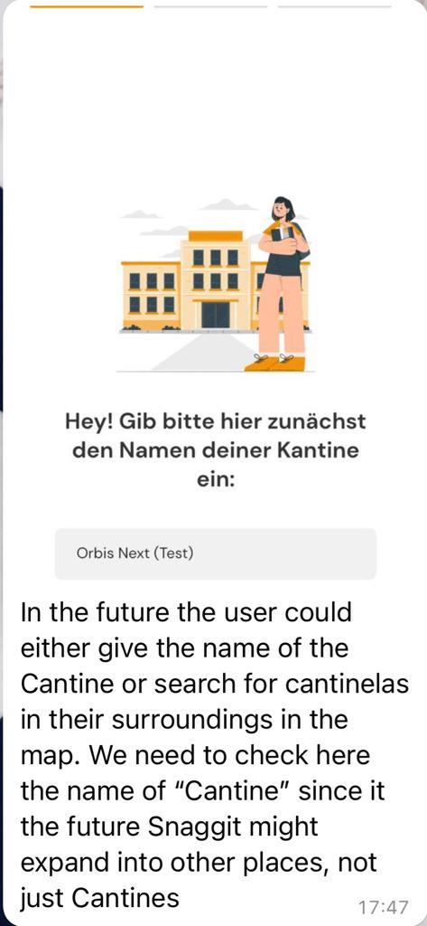 Historisches Feedback zur Suche und Auswahl einer Kantine in der App.