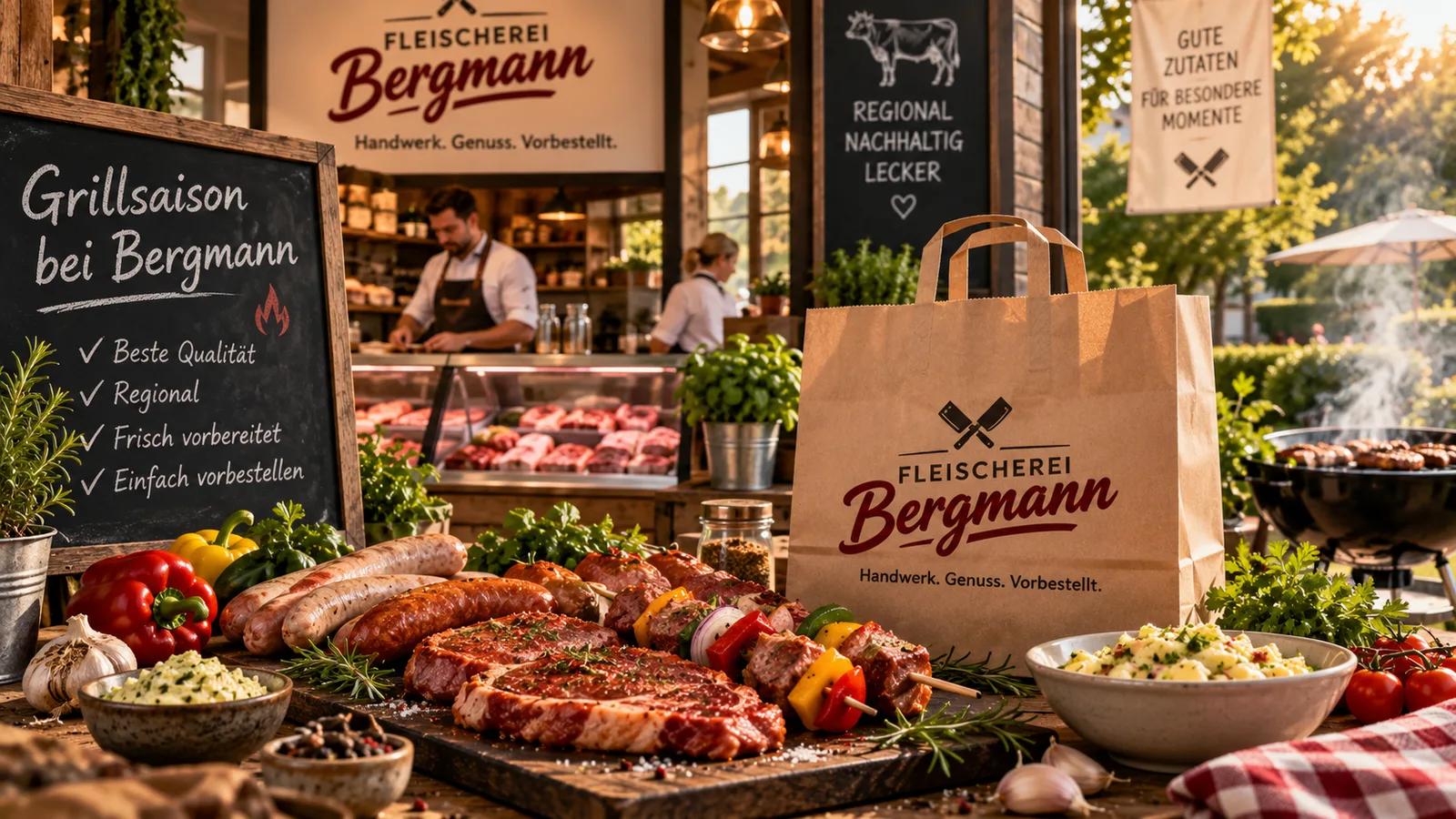 Sommerliches Grillangebot einer modernen Fleischerei